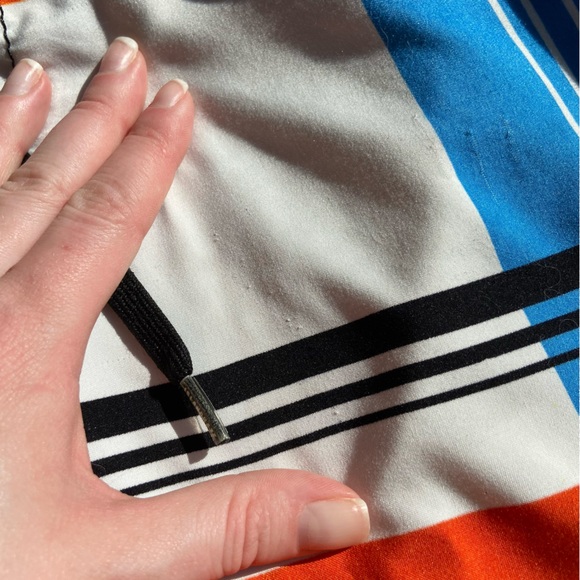 Island Haze Mens Board Shorts Orange Blue Print - Picture 3 of 4